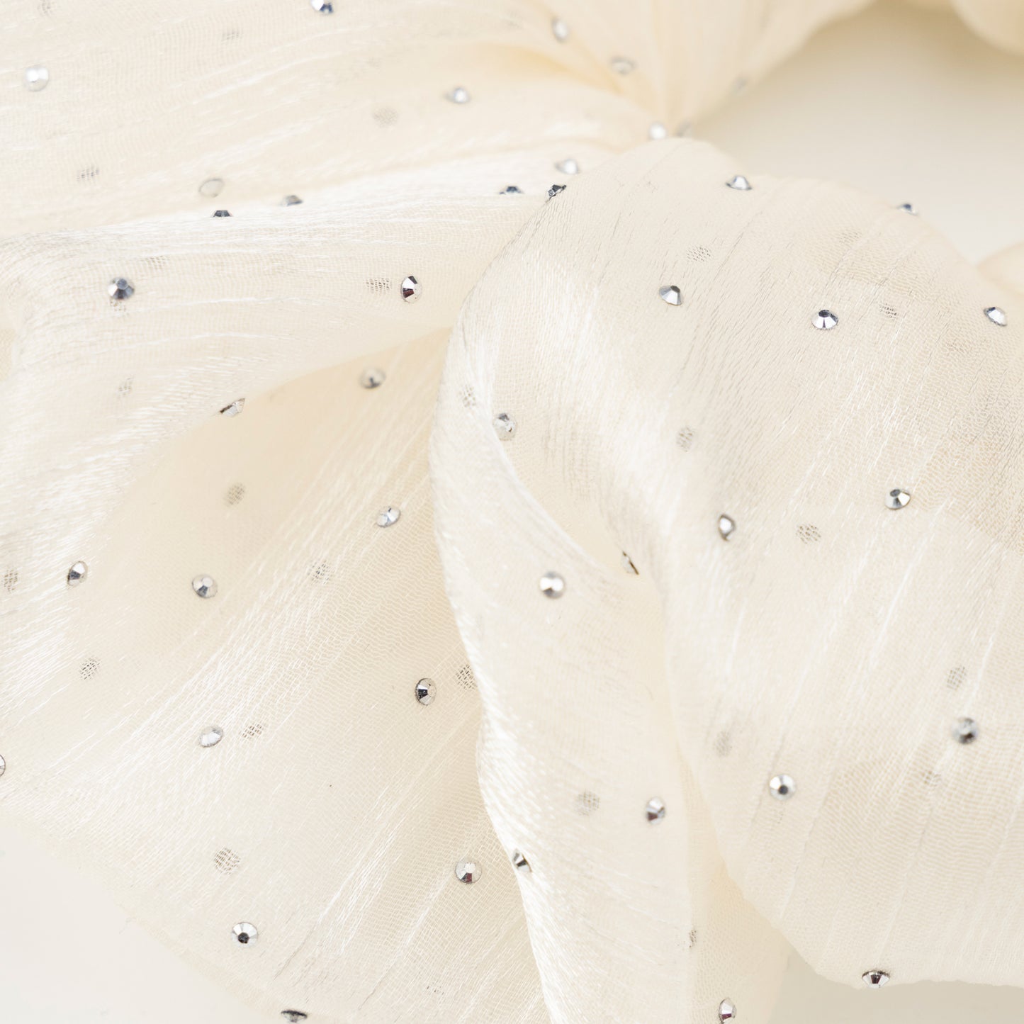 Ivory Organza Crystal Scrunchie
