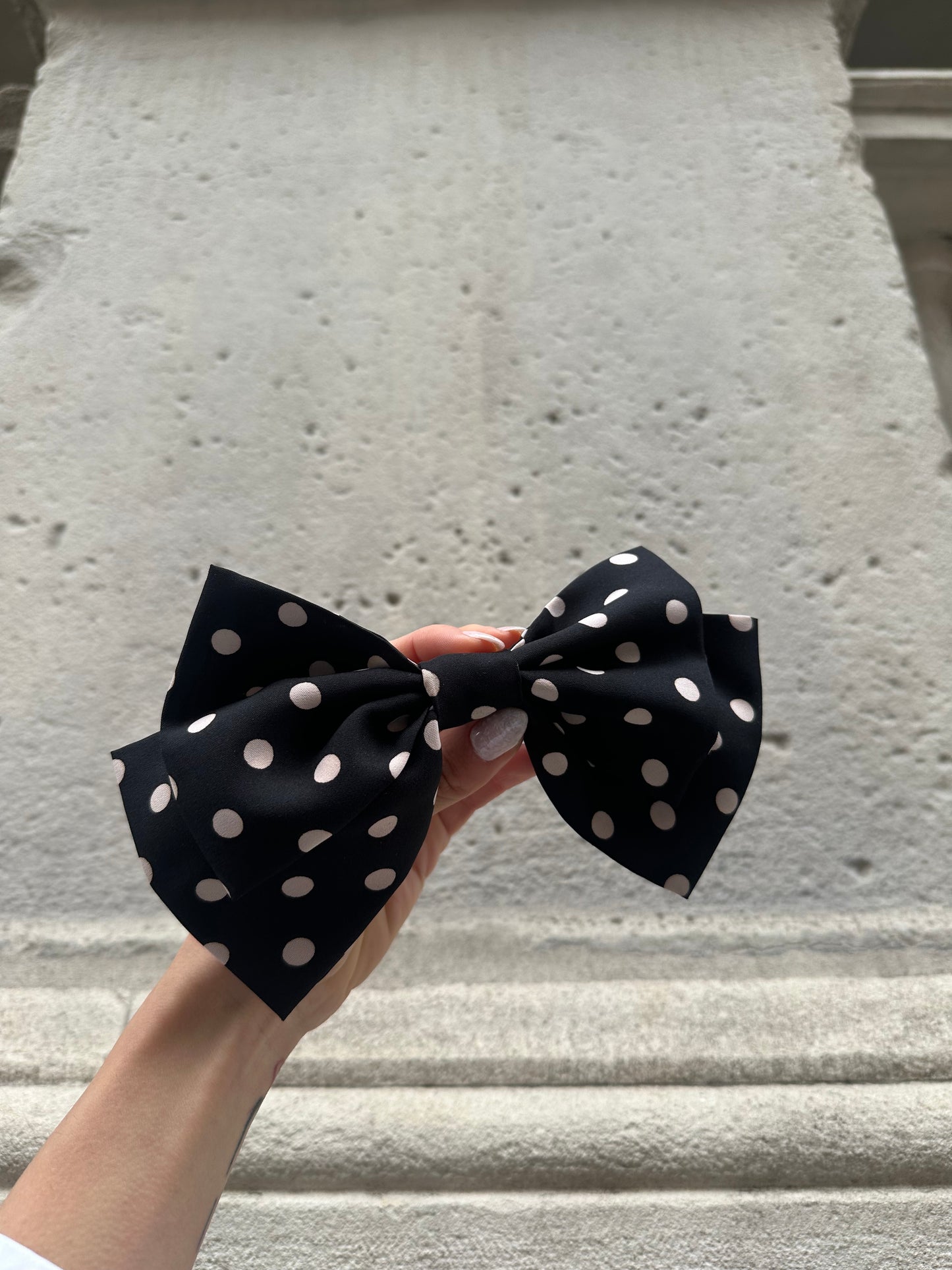 Handmade Black Polka Dot Hair Bow