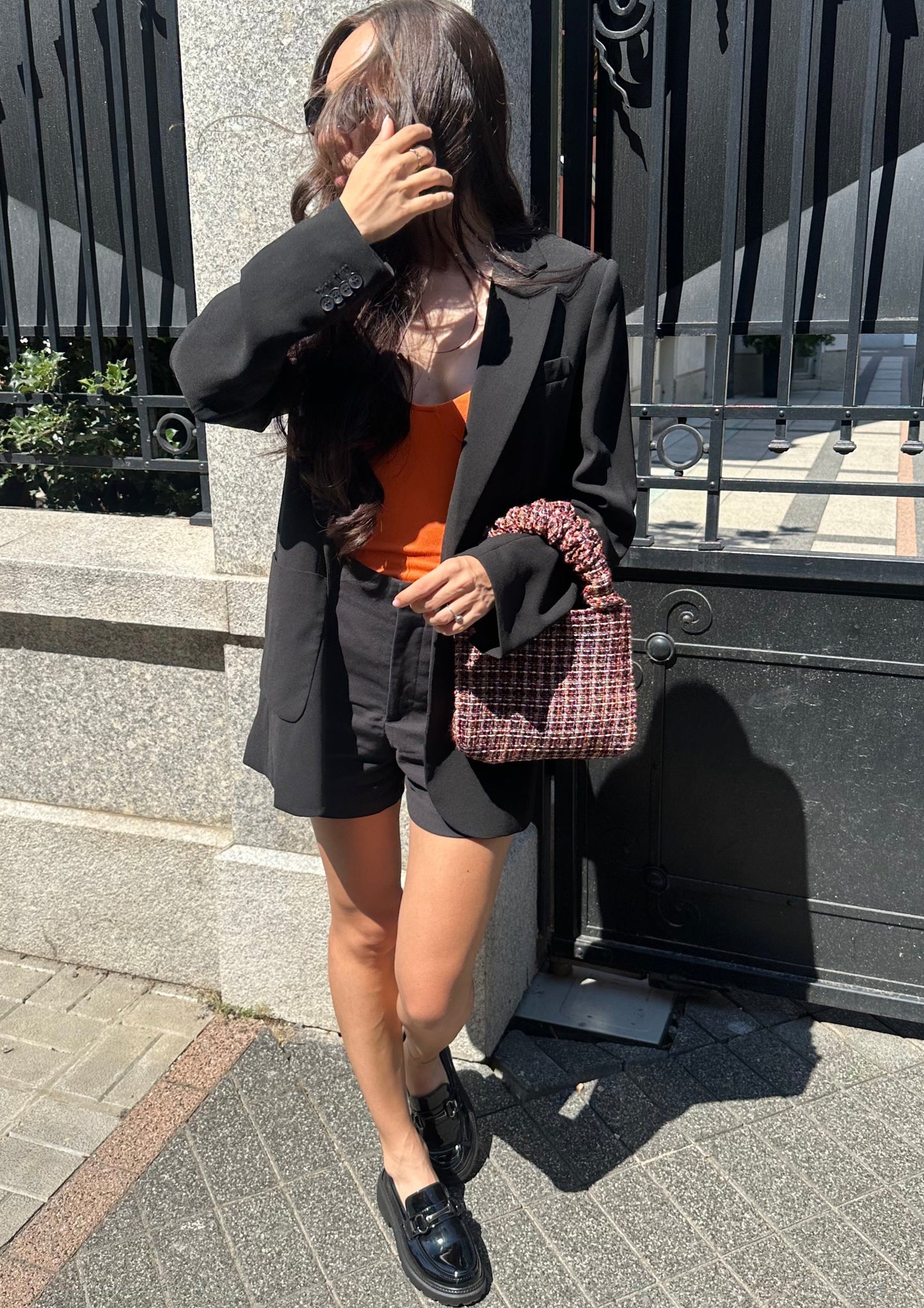 Tweed Tote Scrunchie Bag