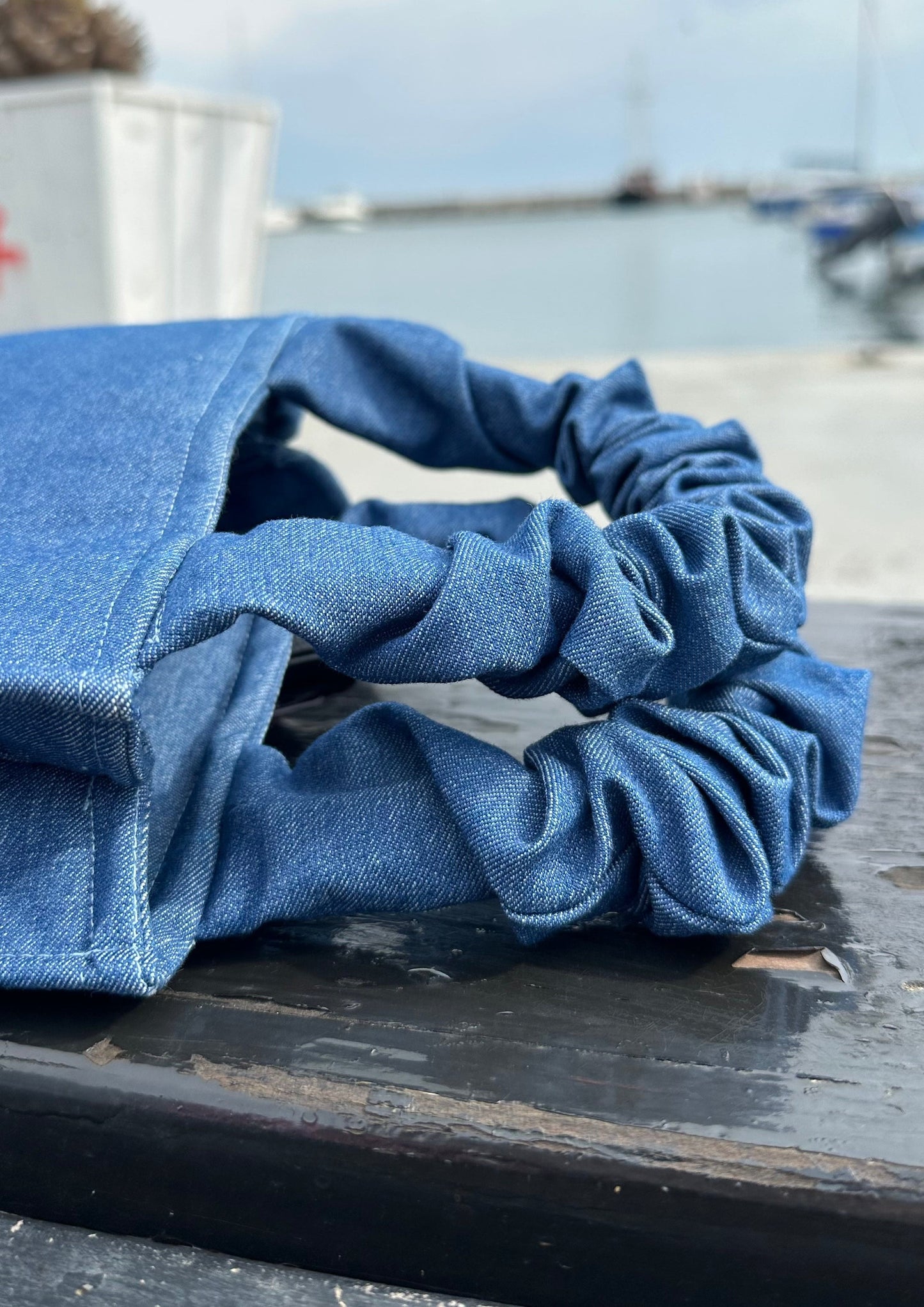Denim Tote Scrunchie Bag