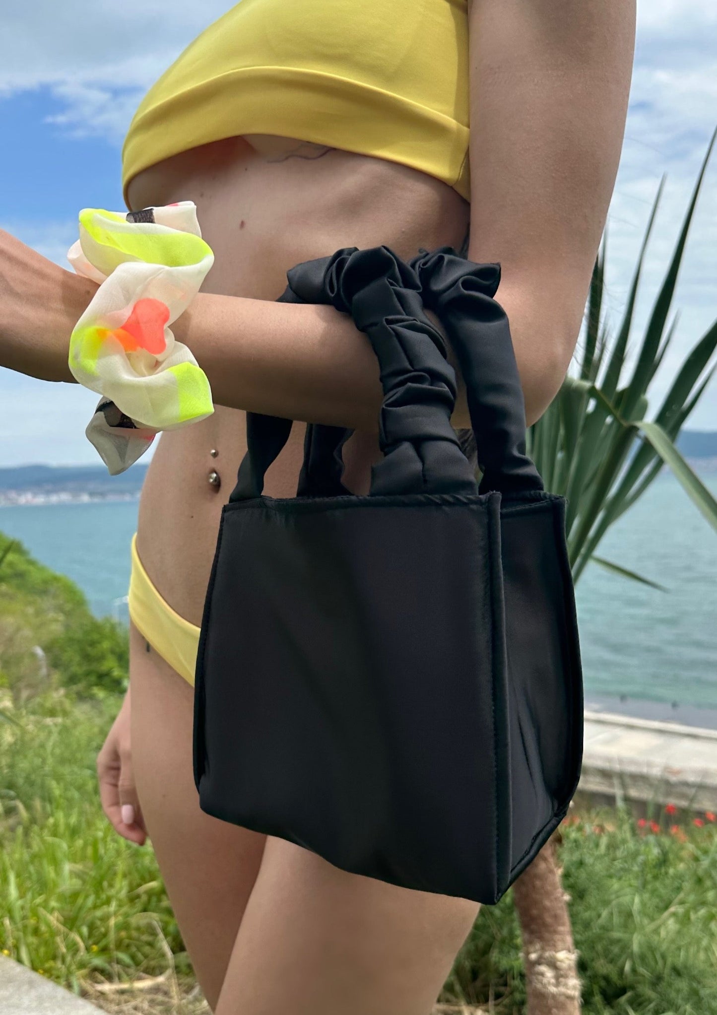 Black Tote Scrunchie Bag