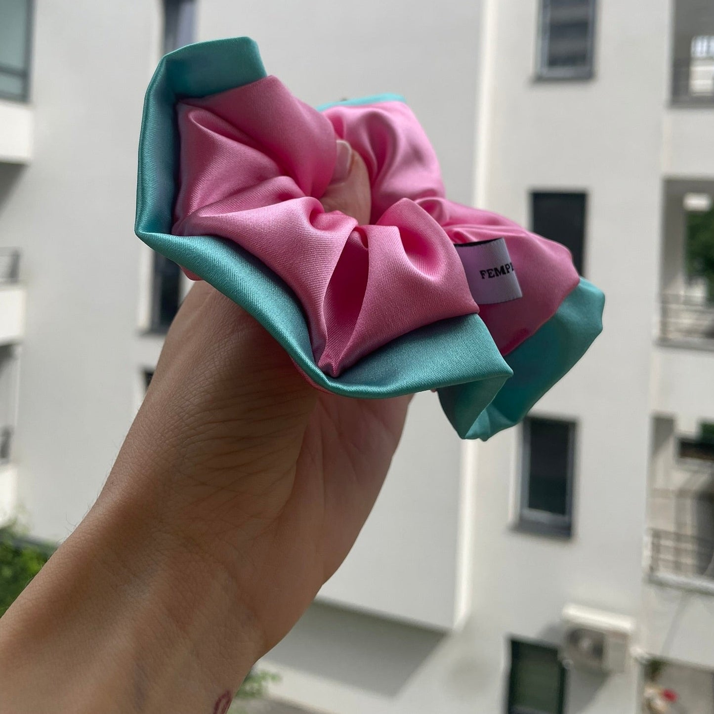Cotton Pink & Mint Scrunchie