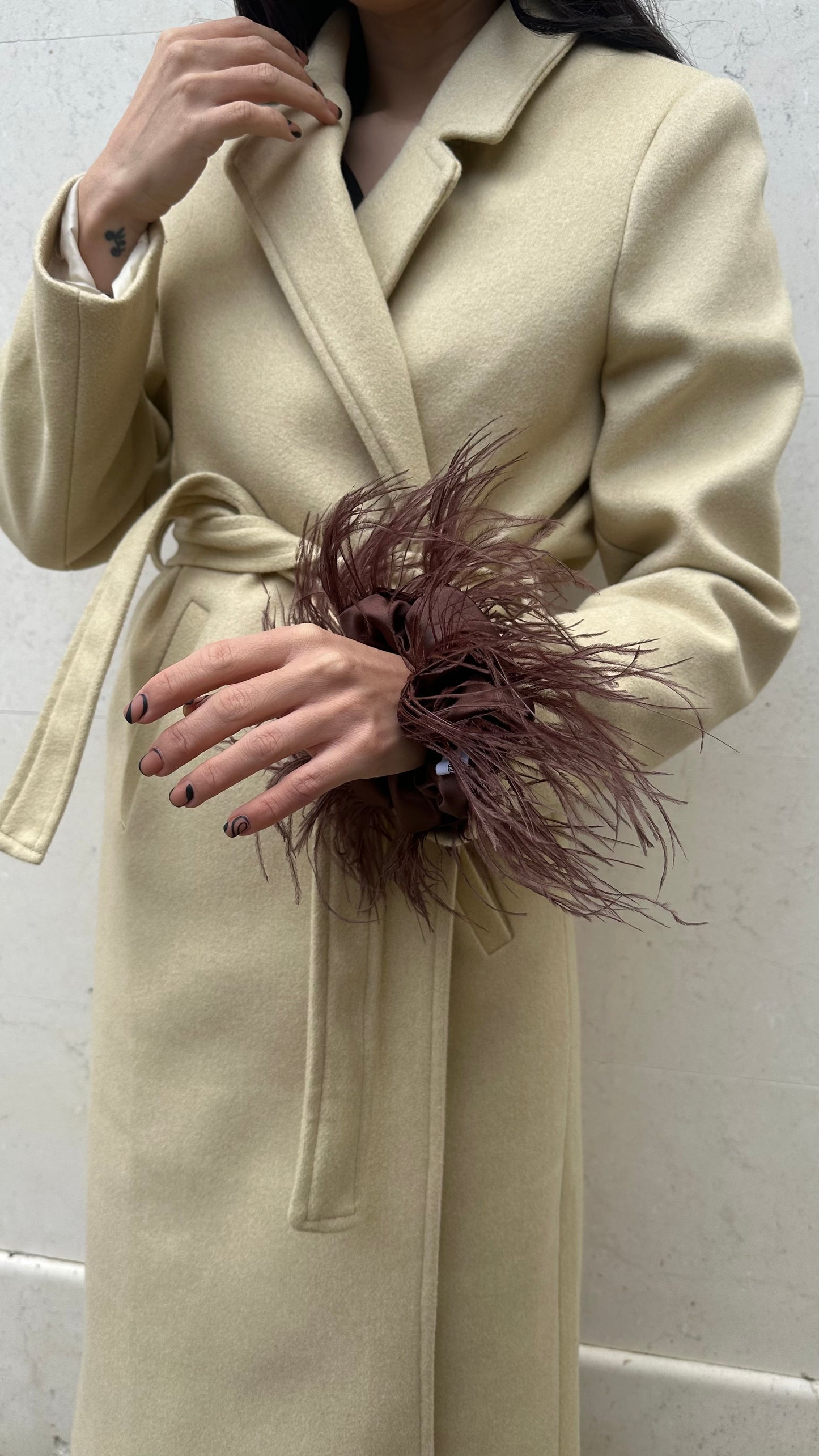 Chocolate Brown Feathers Scrunchie