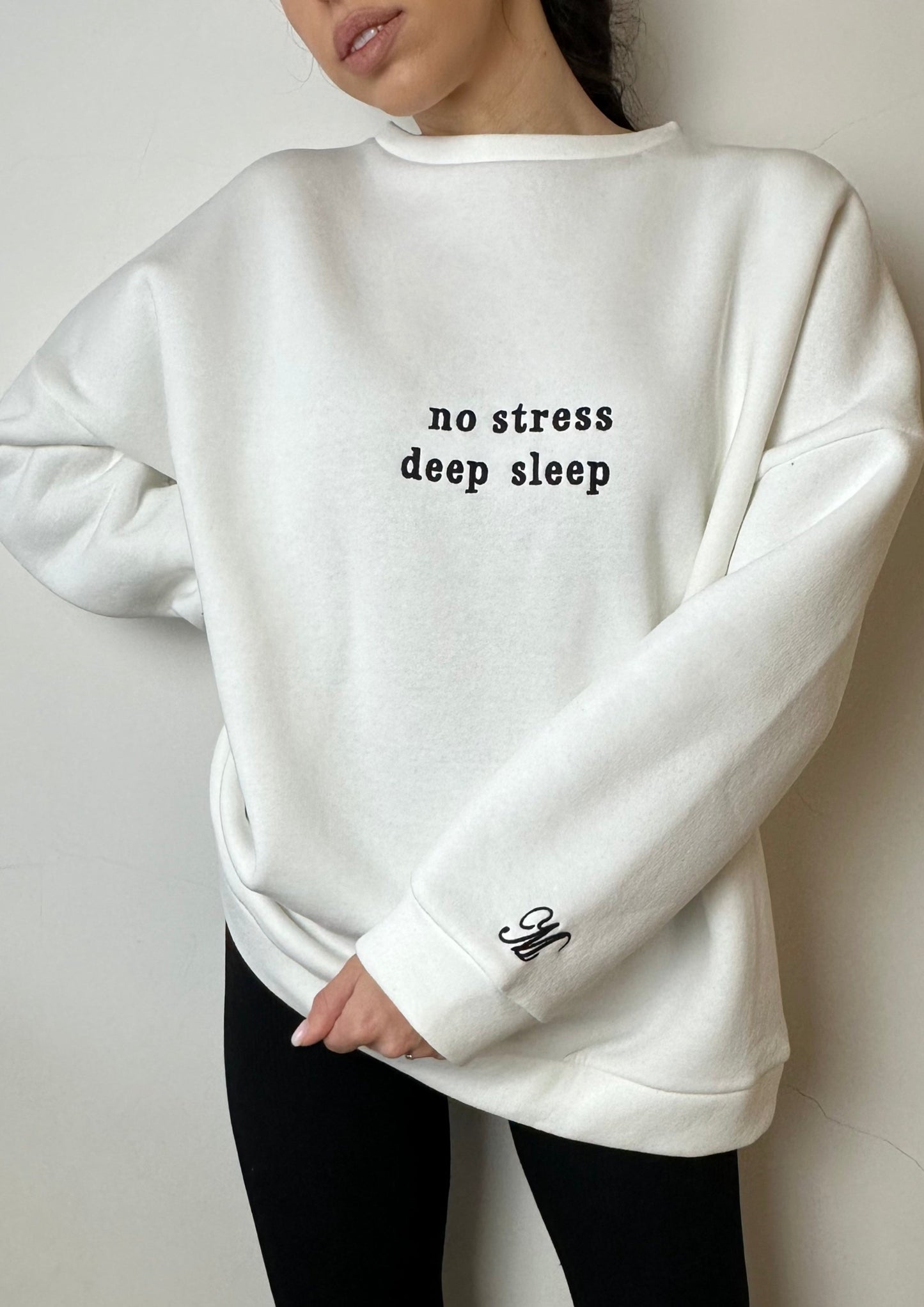 Oversized "No Stress" Sweatshirt in White