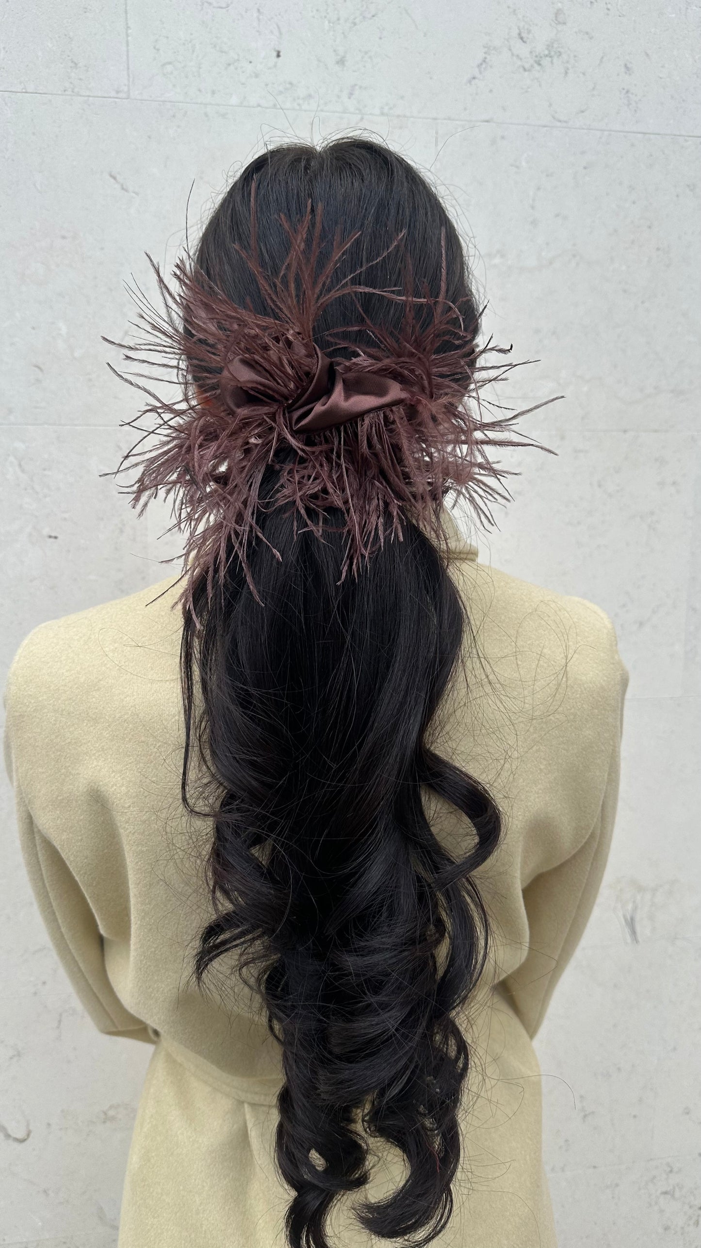 Chocolate Brown Feathers Scrunchie