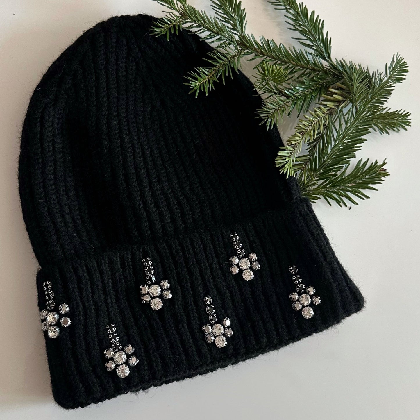 Knitted Winter Hat with Crystals