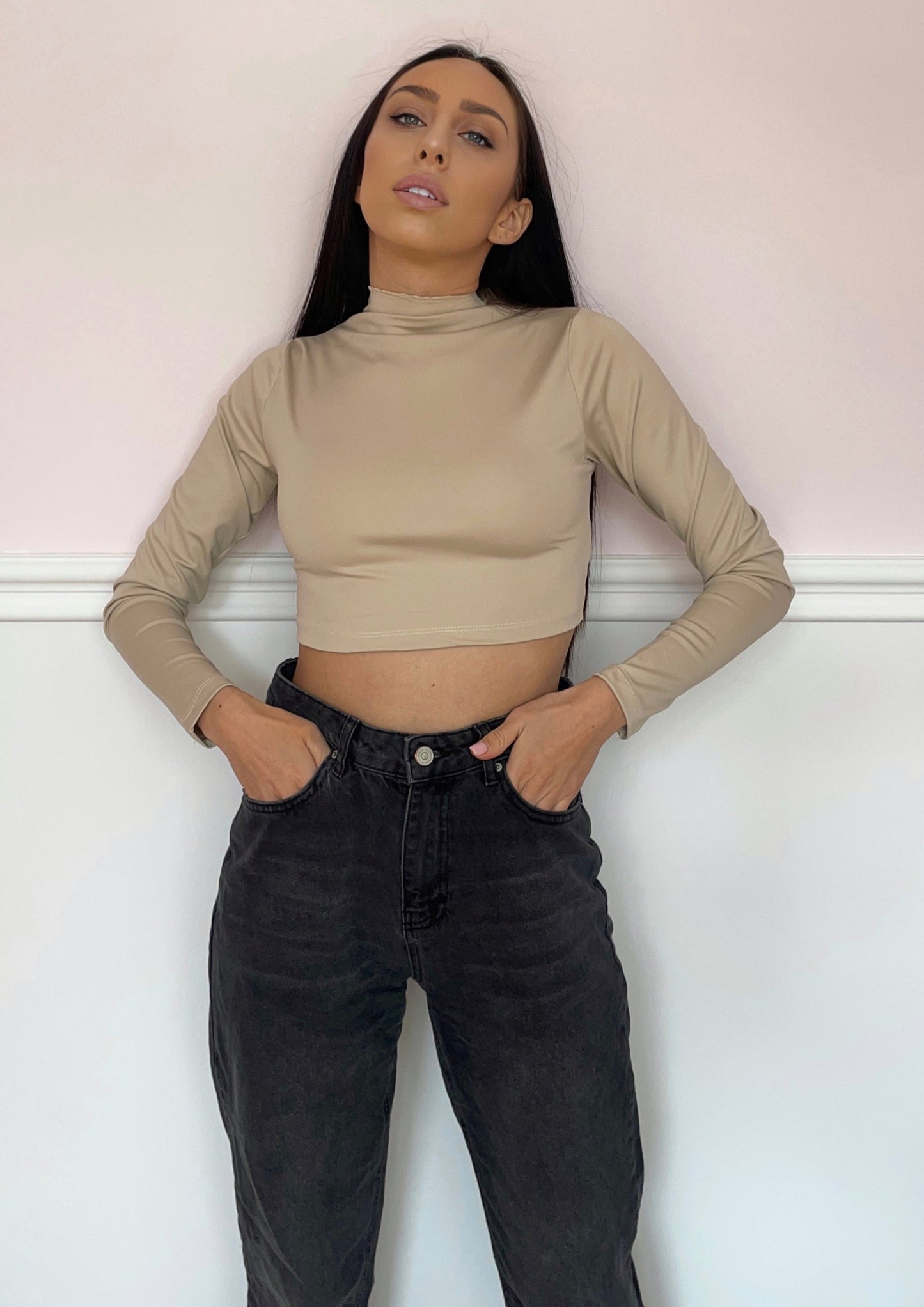 Long Sleeve Beige Top