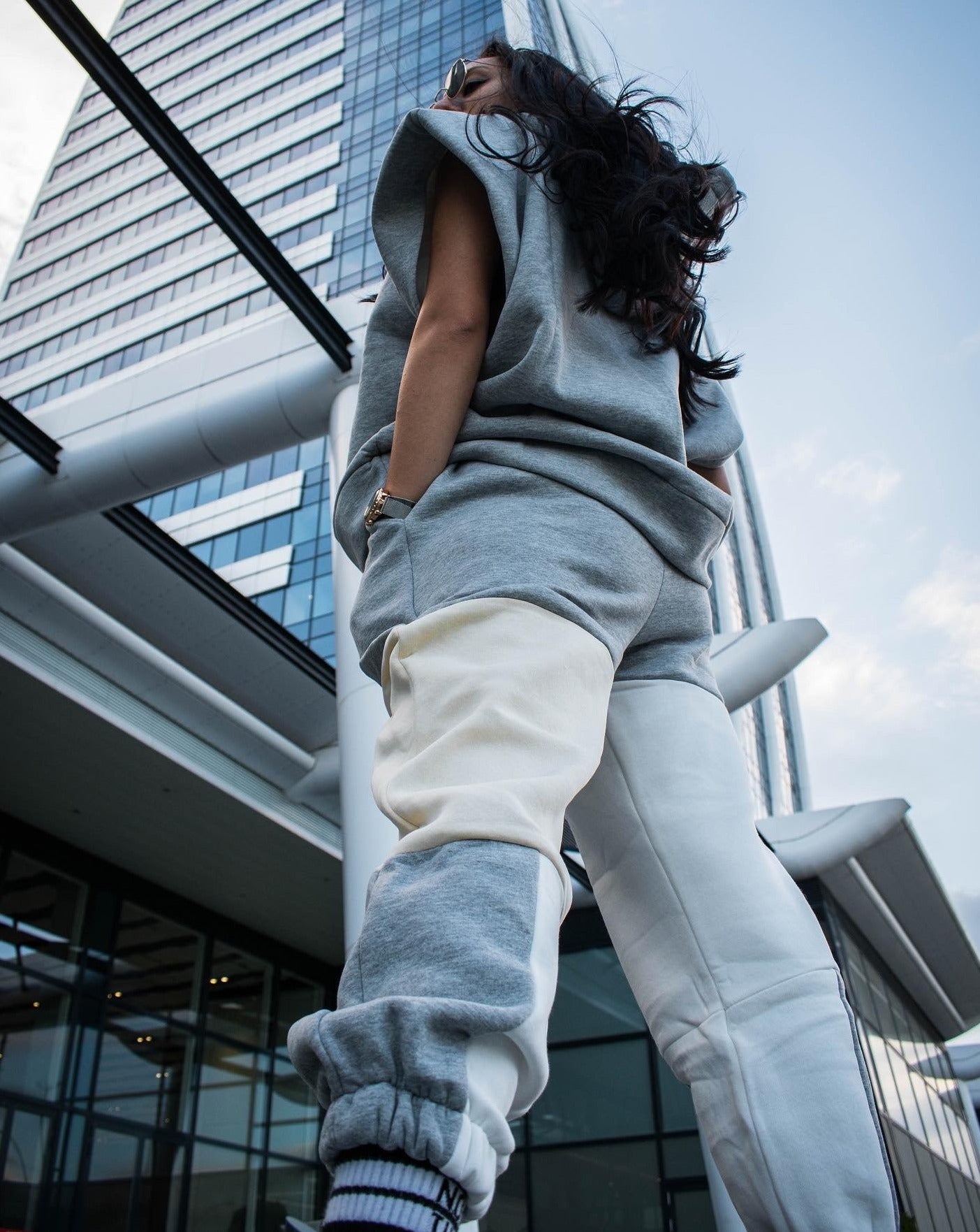 Solid Grey Hoodie with Sweatpants Set