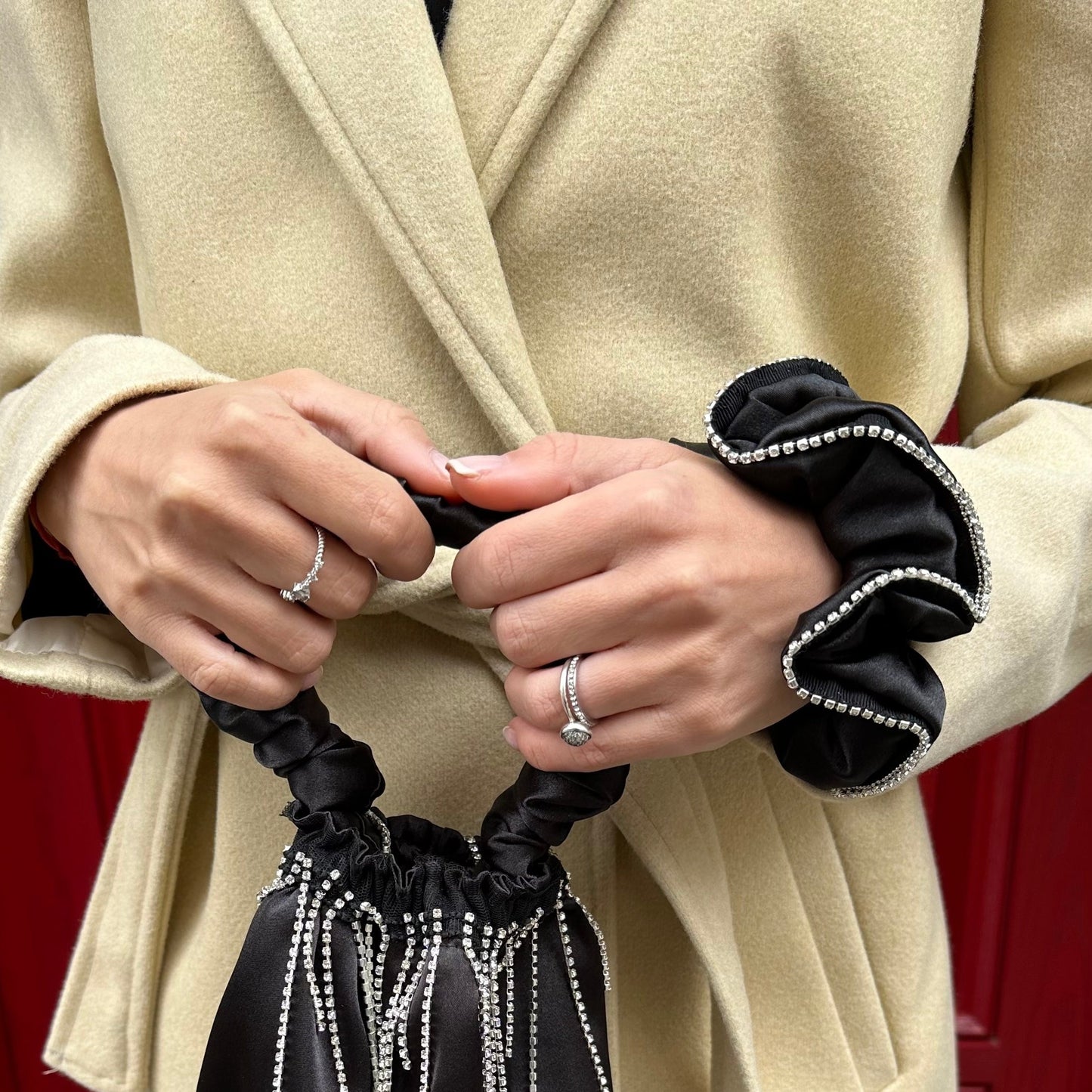 Black Scrunchie with Crystals