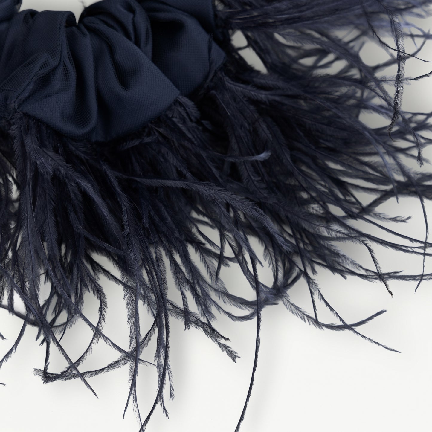 Navy Blue & Tulle Feathers Scrunchie