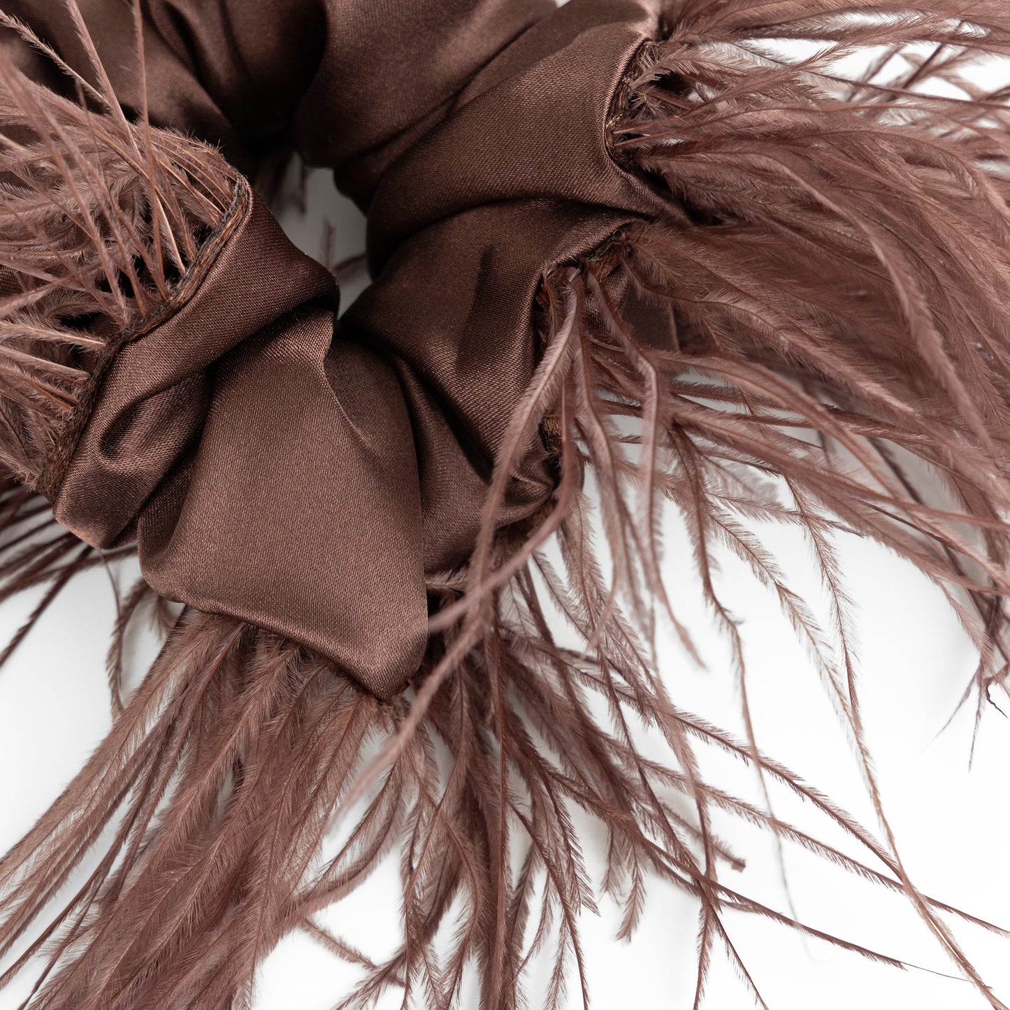 Chocolate Brown Feathers Scrunchie