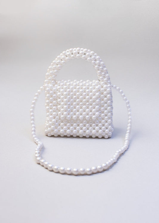 White Pearl Beaded Bag