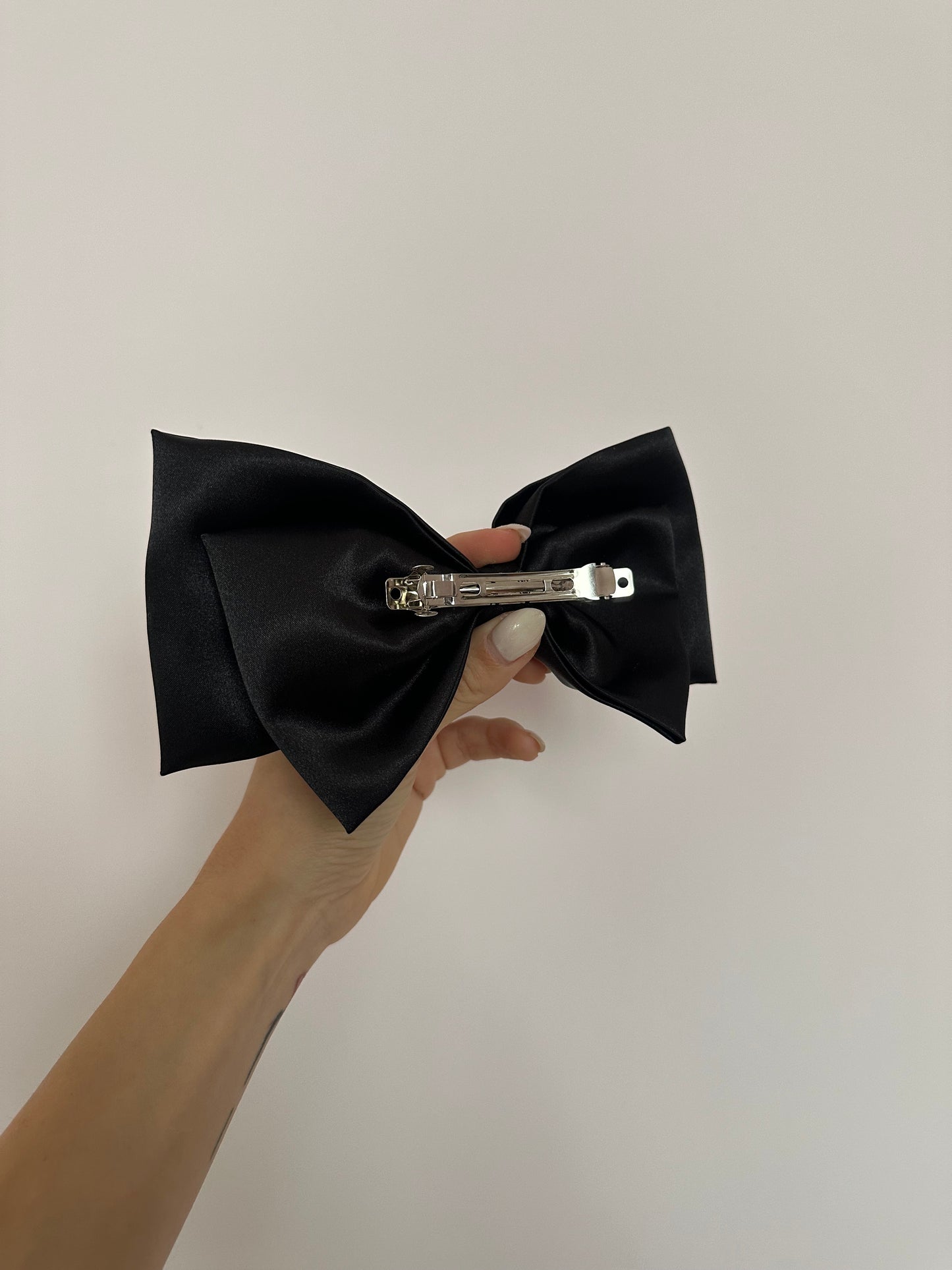 Handmade Large Satin Hair Bow with Clip