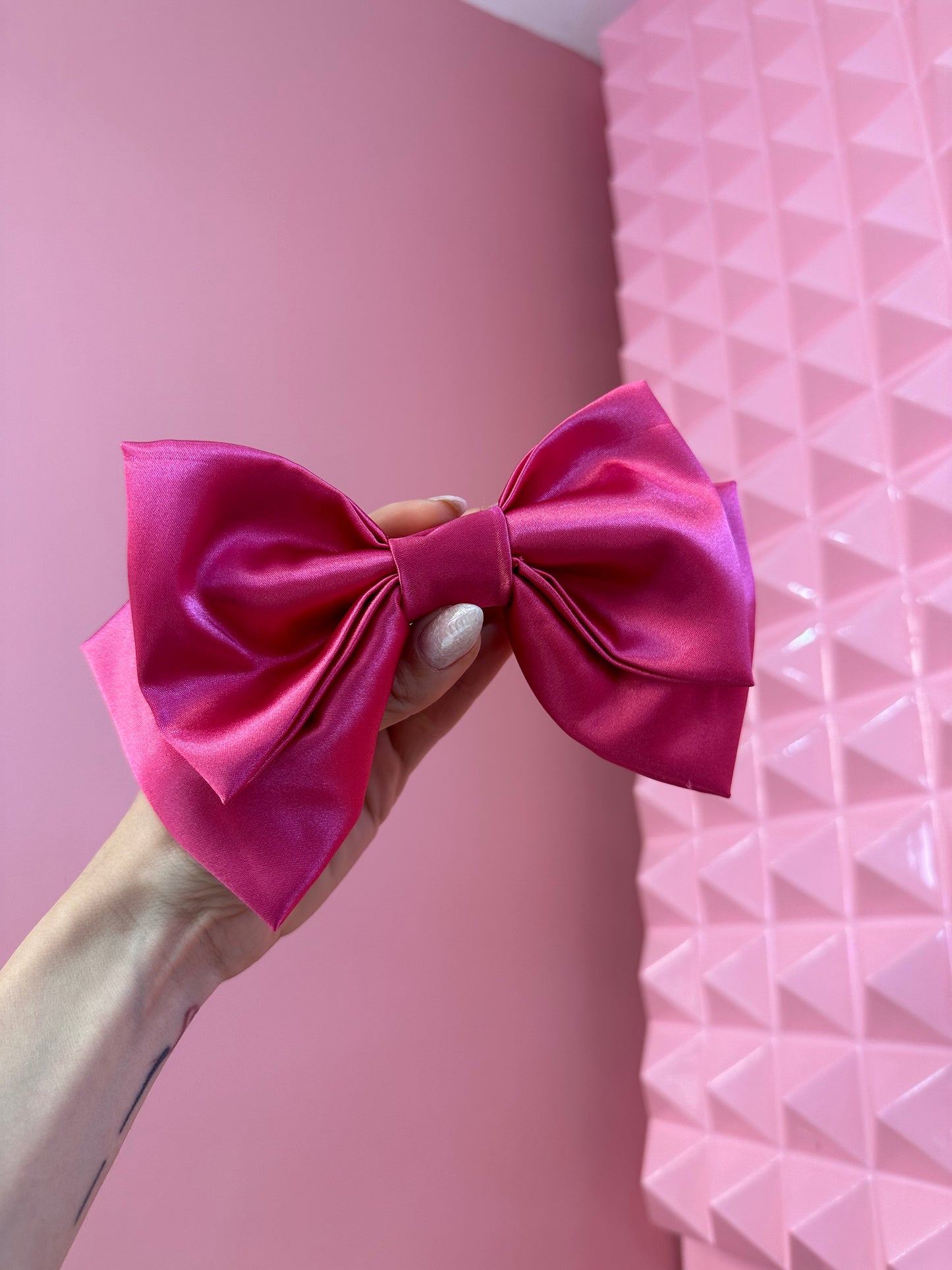 Handmade Large Satin Hair Bow with Clip