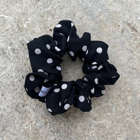 Black Scrunchie with creamy dots