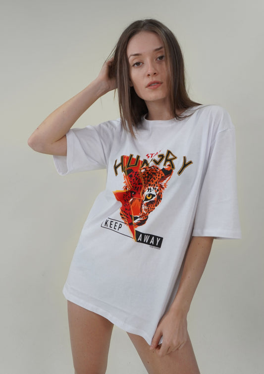“Stay Hungry" Oversized T-shirt in White