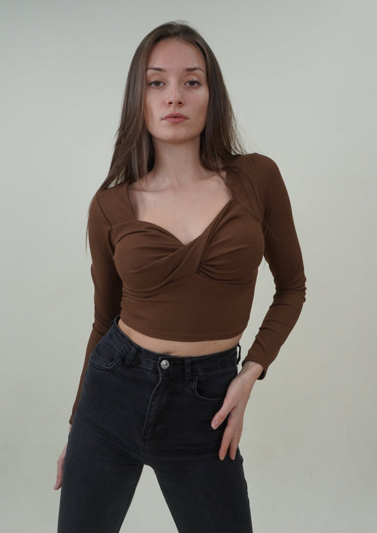Push-up Twisted Crop Blouse