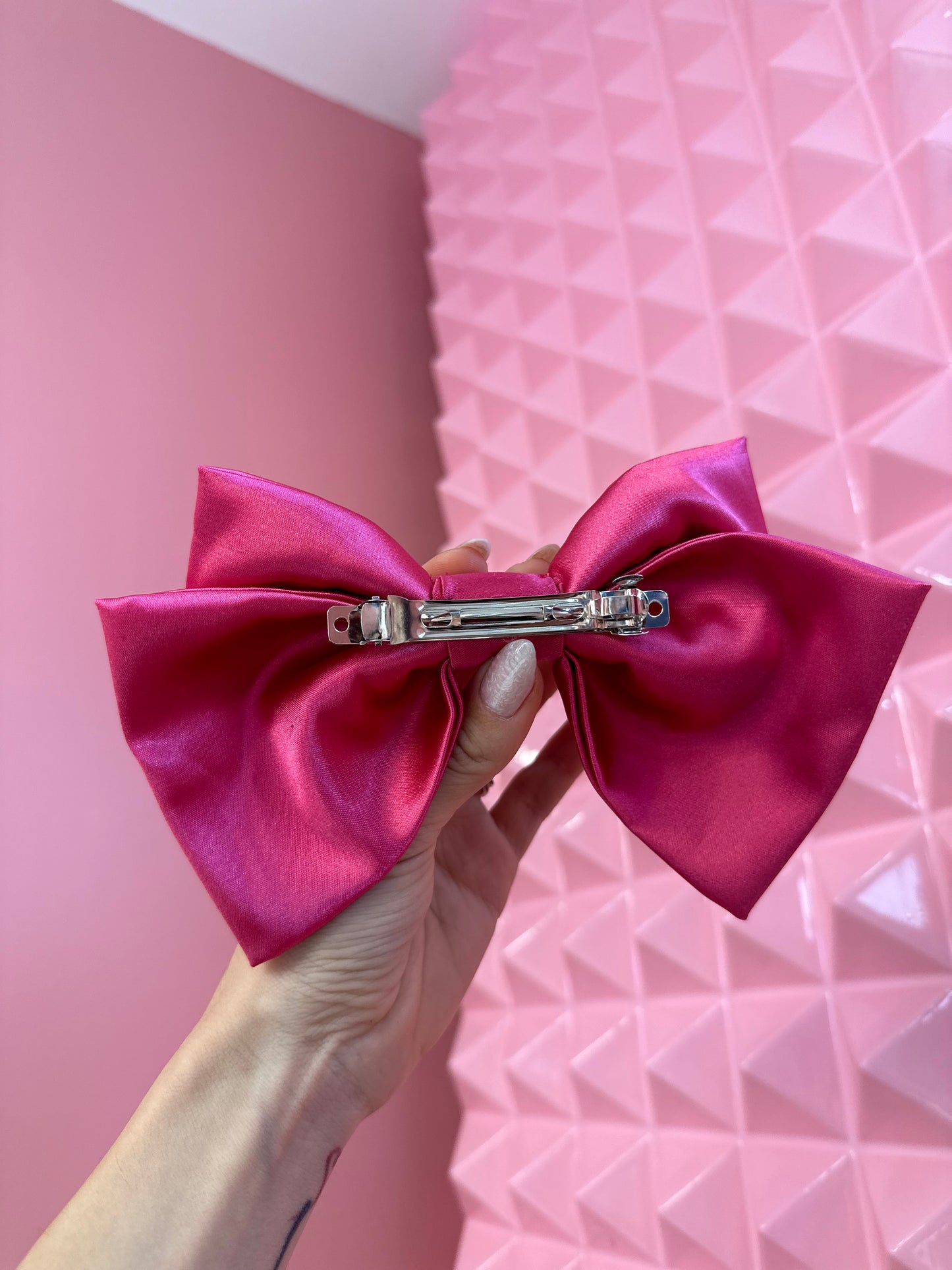 Handmade Large Satin Hair Bow with Clip