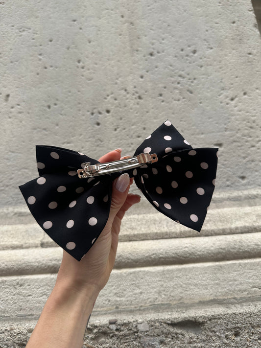 Handmade Black Polka Dot Hair Bow