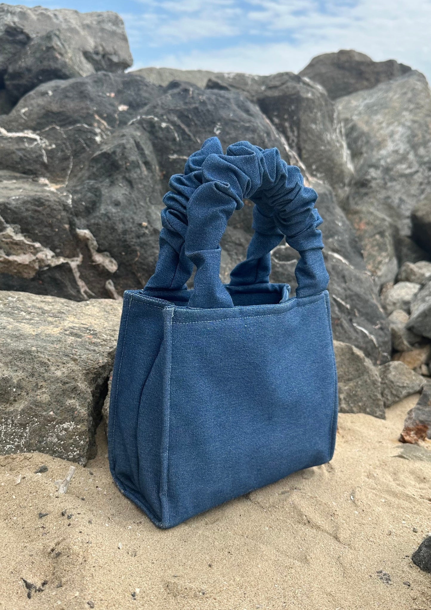 Denim Tote Scrunchie Bag