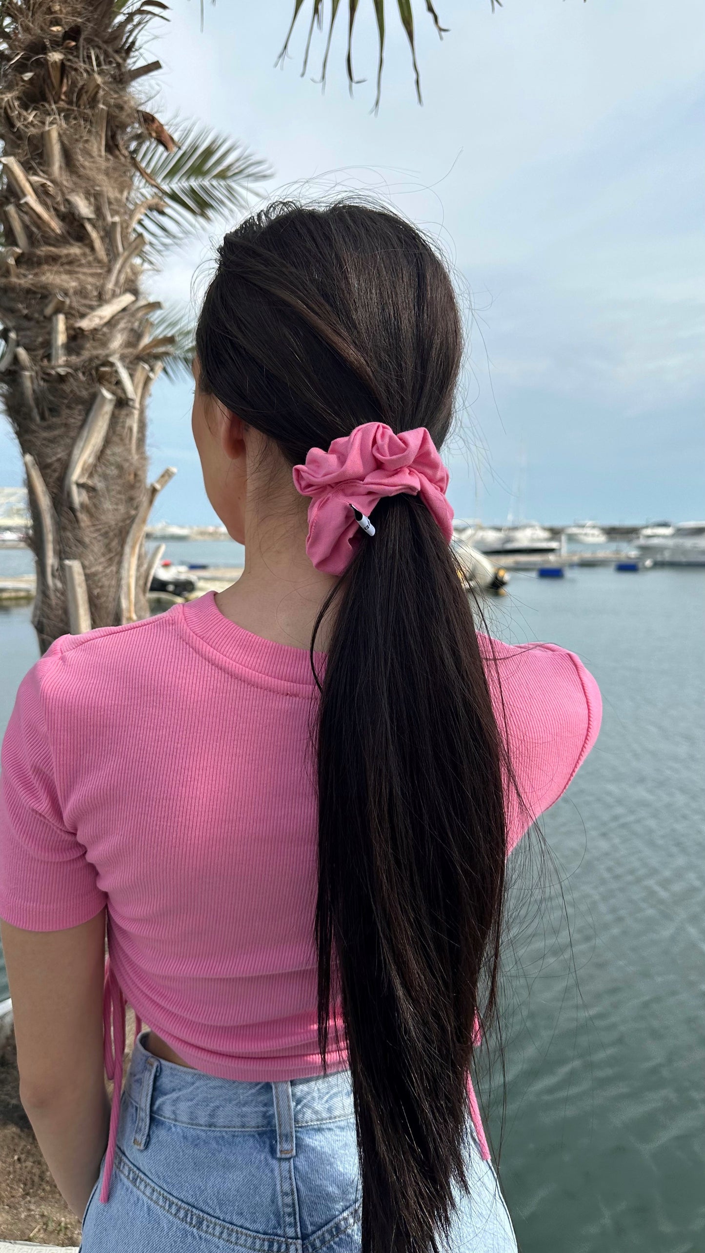 Pink Cotton Scrunchie