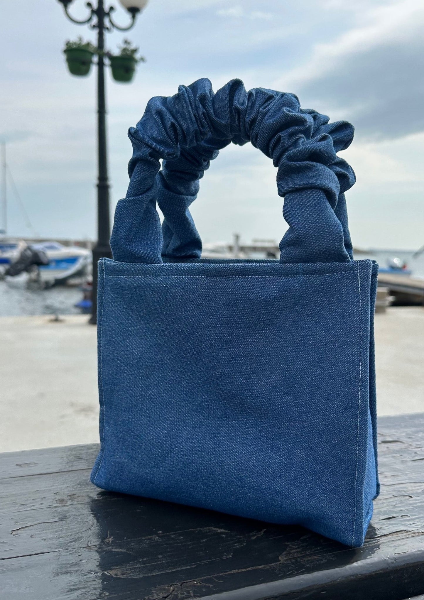 Denim Tote Scrunchie Bag