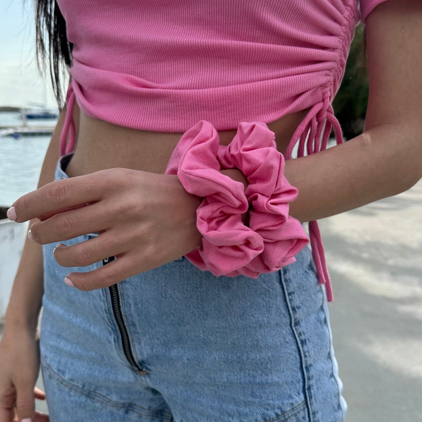 Pink Cotton Scrunchie