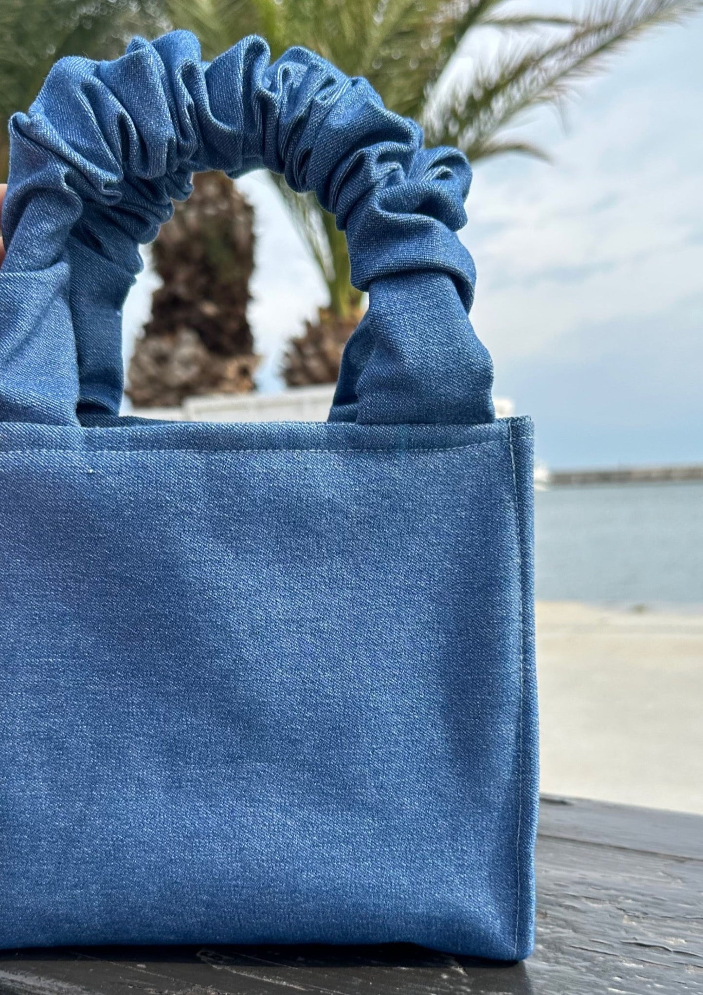 Denim Tote Scrunchie Bag