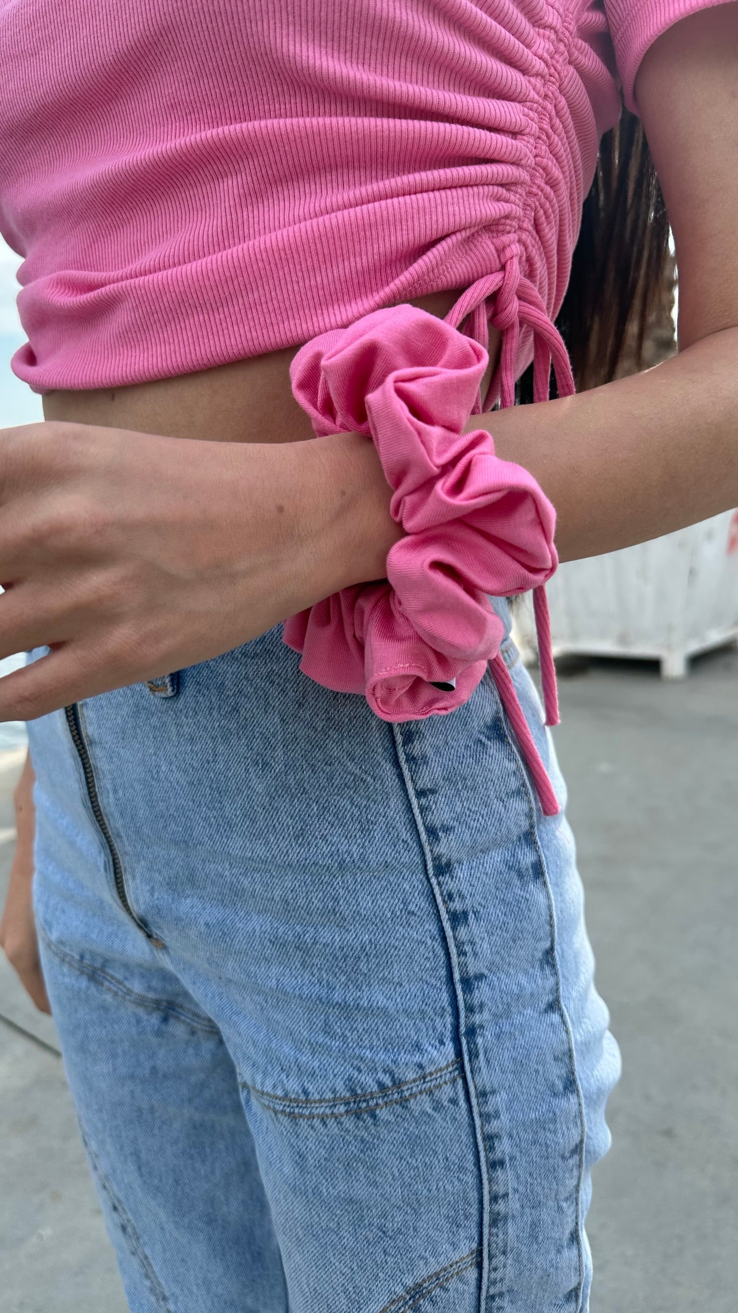 Pink Cotton Scrunchie