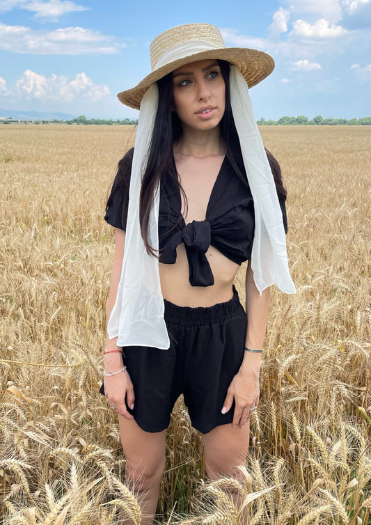 Two-Piece Black Linen Set