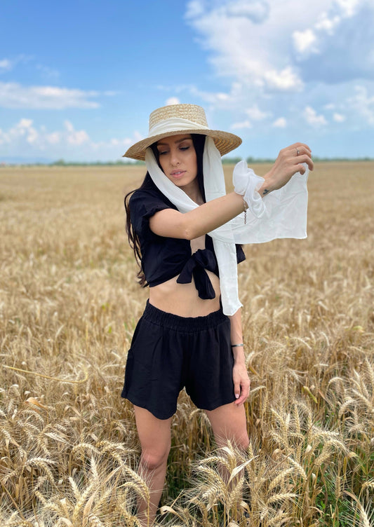 Two-Piece Black Linen Set