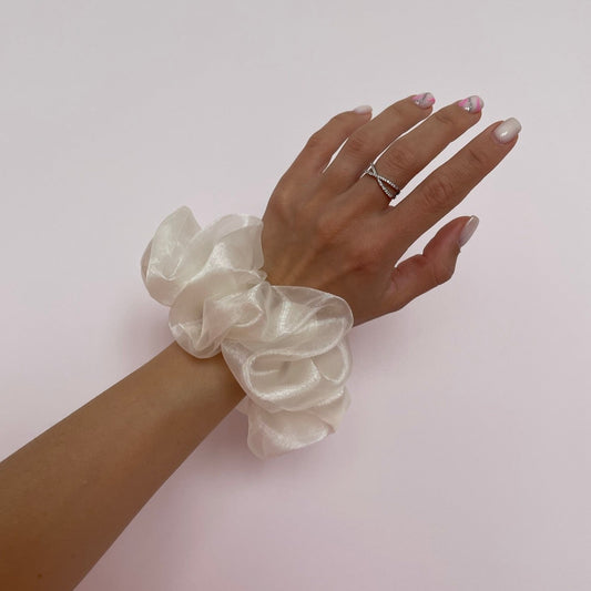 Ivory Organza Scrunchie