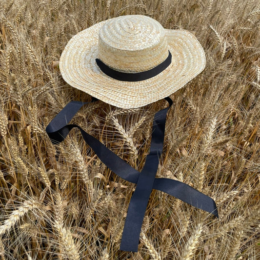 Straw Hat with Black Laces