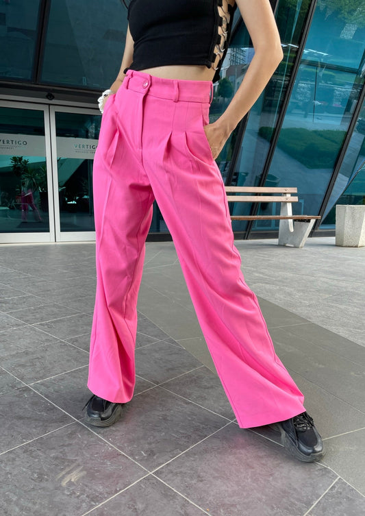 High Waist Wide Leg Pink Pants