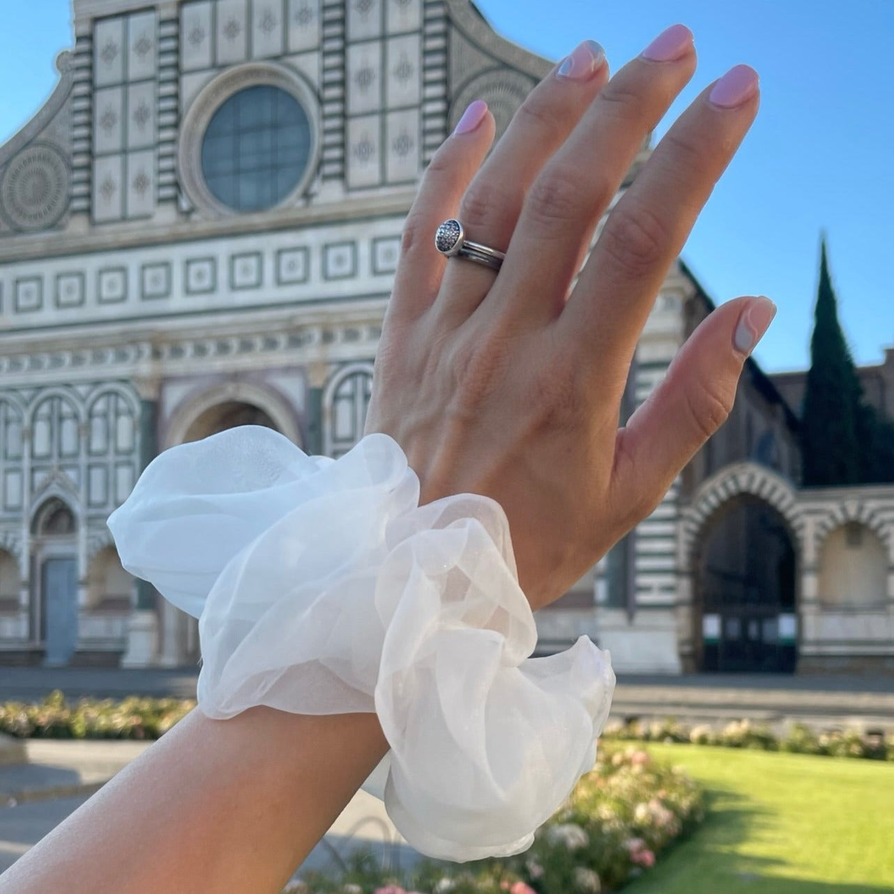 White Organza Scrunchie