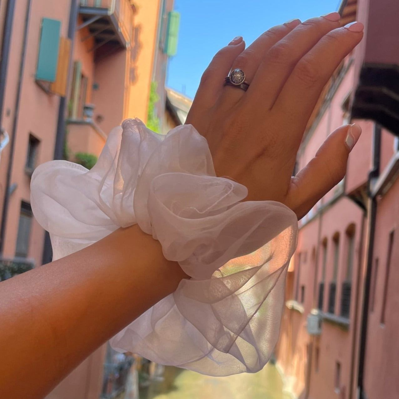 White Organza Scrunchie