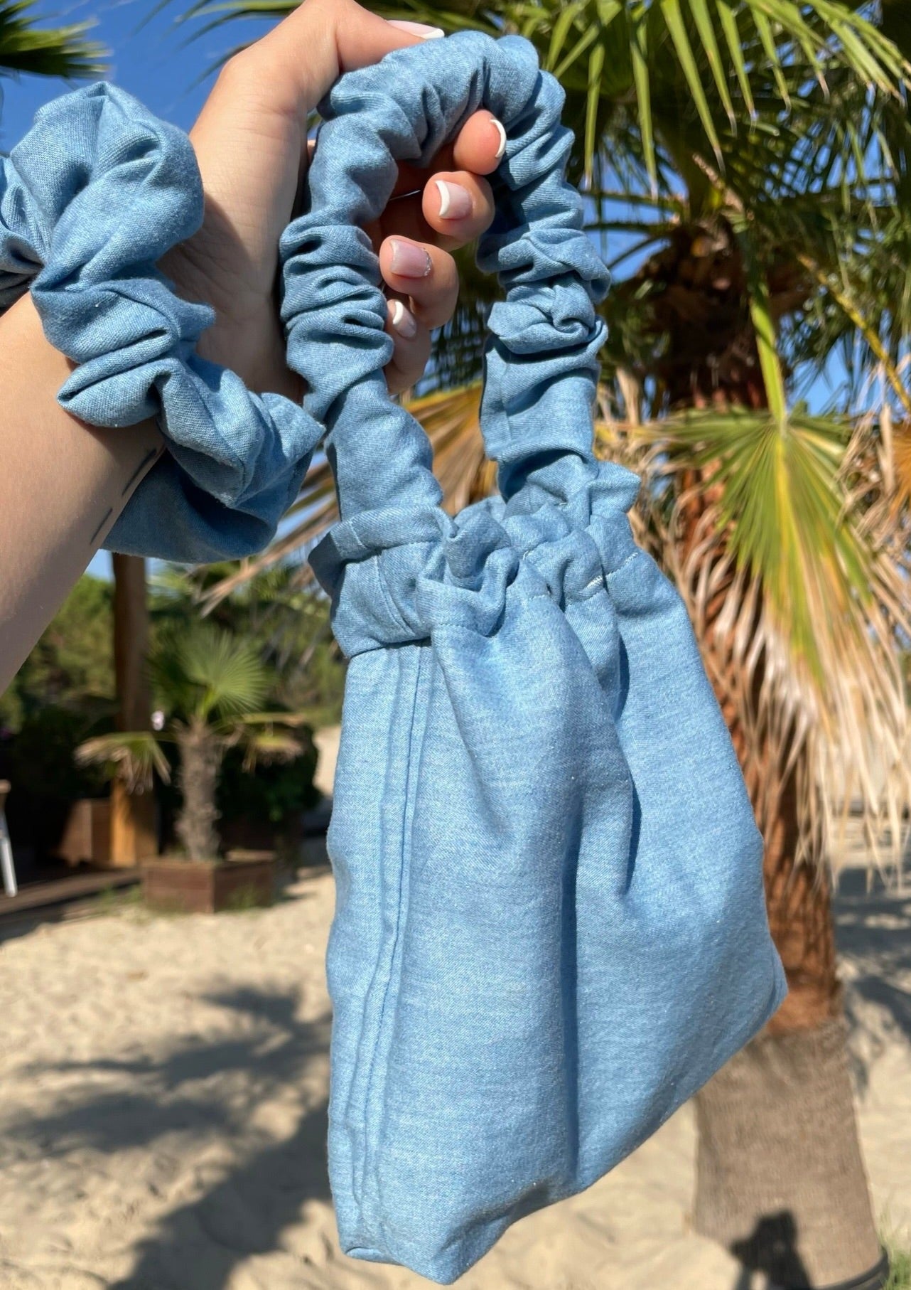 Handmade Denim Scrunchie Bag