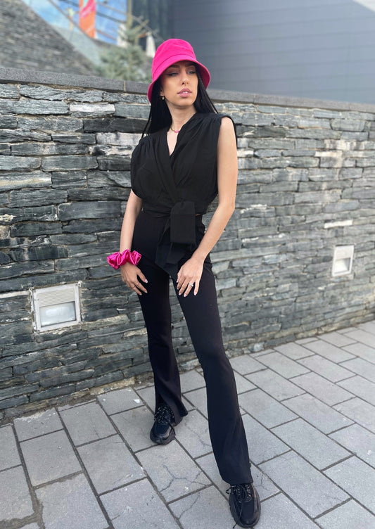 Риза с връзки в черно