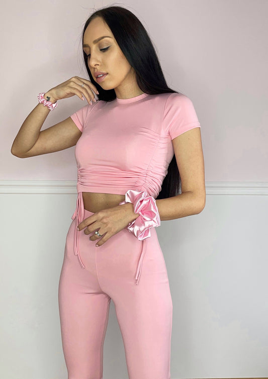 Elastic Sport Set in Baby Pink