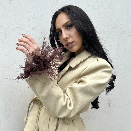 Chocolate Brown Feathers Scrunchie