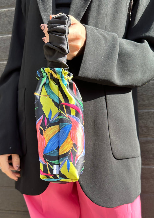 Handmade Colourful Flowers Silk Satin Scrunchie Bag