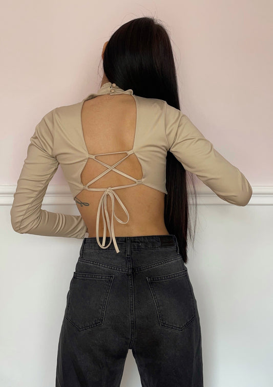 Long Sleeve Beige Top