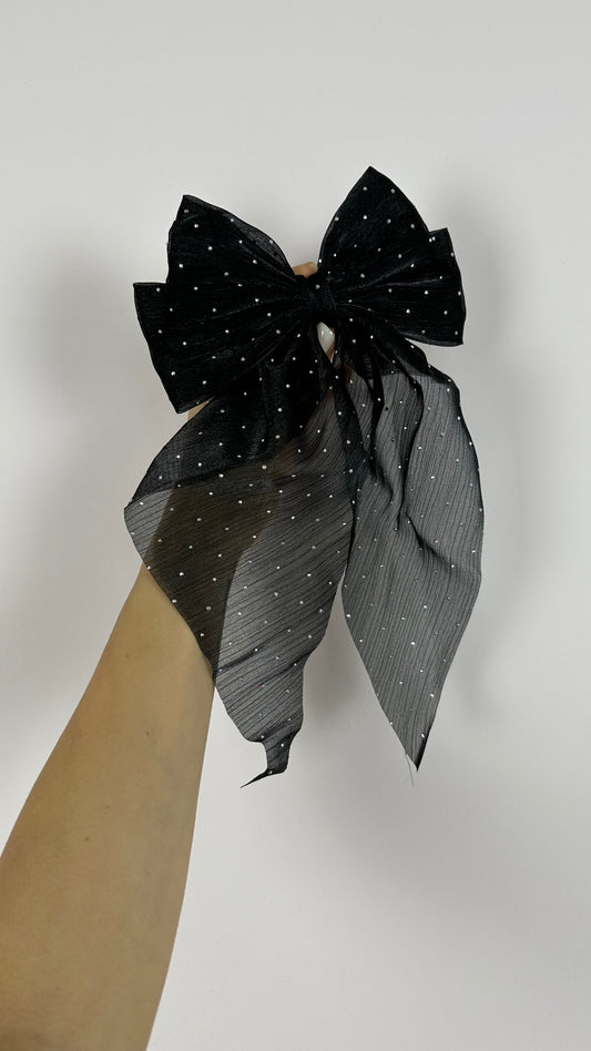 Handmade Organza Bow in Black