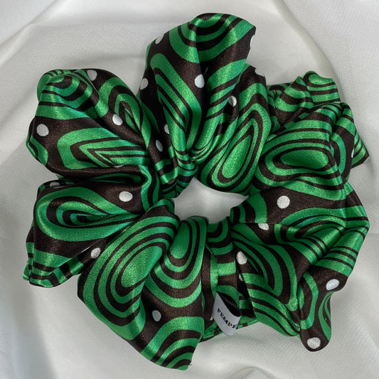 Forest Green with White Dots Scrunchie