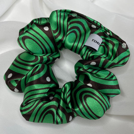 Forest Green with White Dots Scrunchie