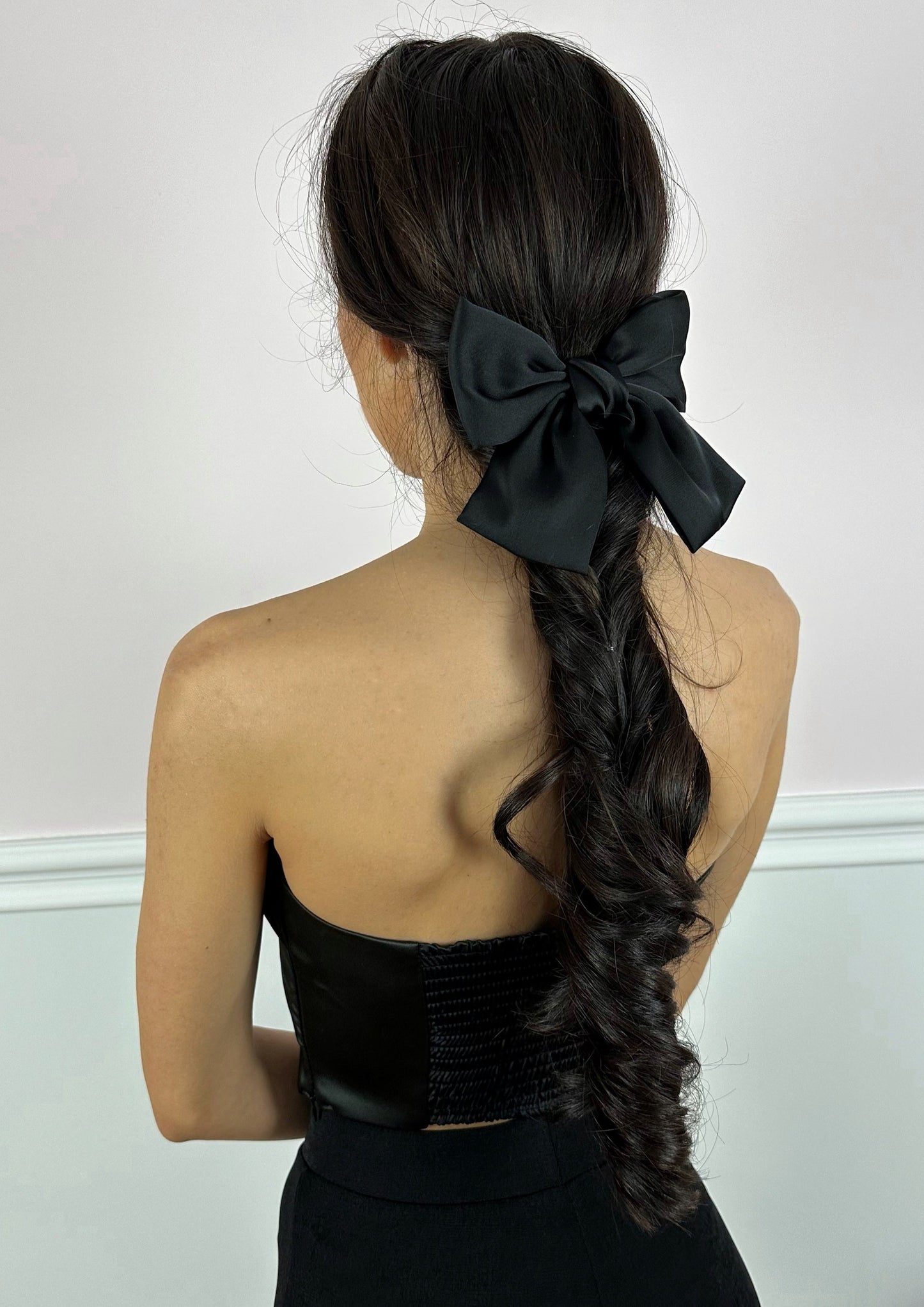 Handmade Satin Bow in Black