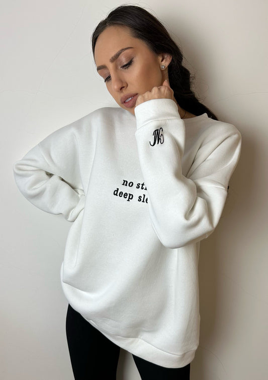 Oversized "No Stress" Sweatshirt in White