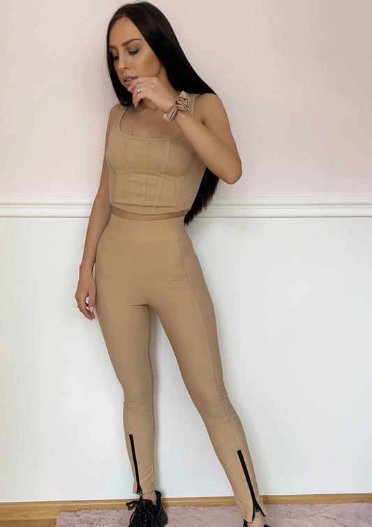 Elastic Beige Leggings