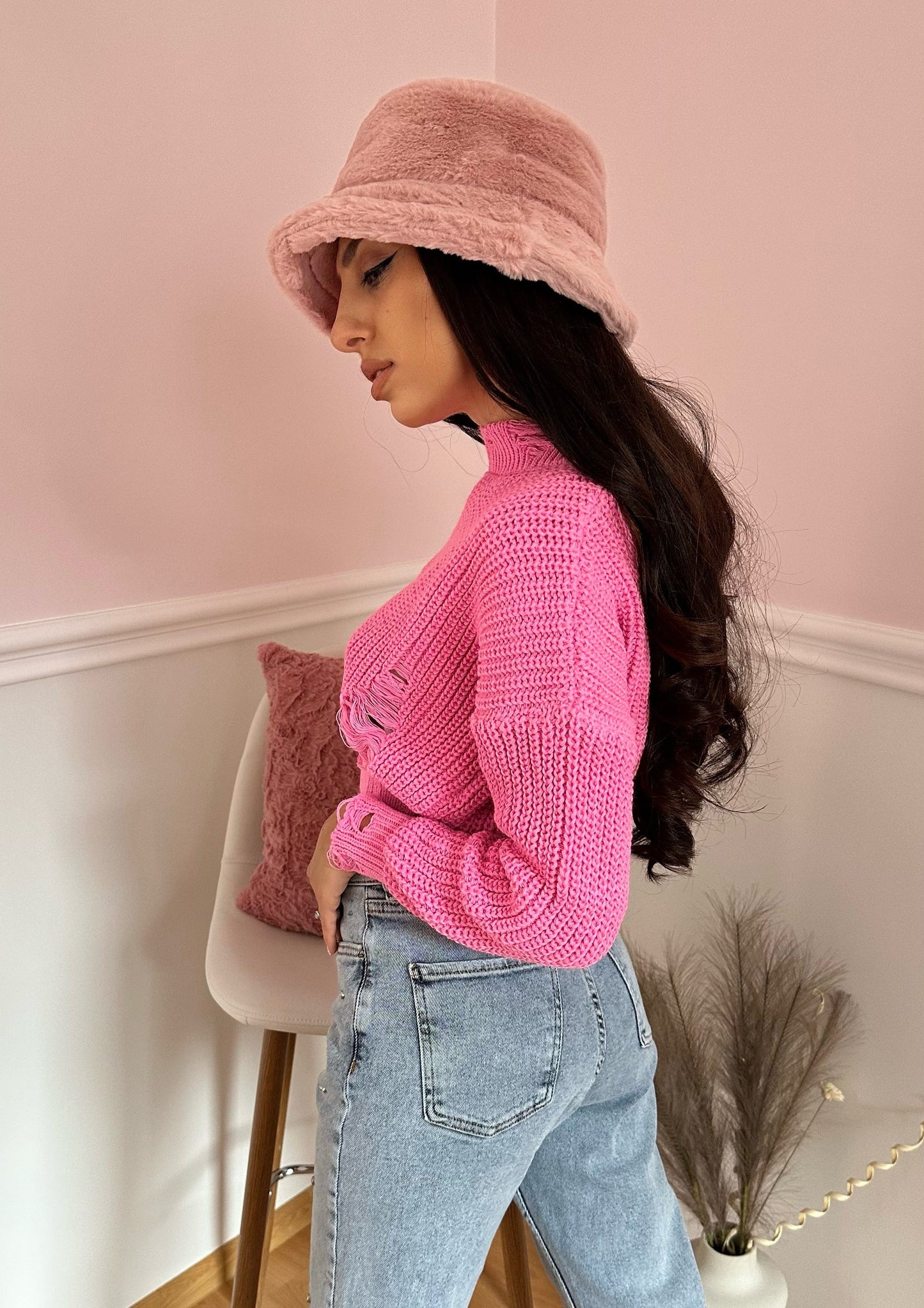 Dusty Rose Fluffy Hat