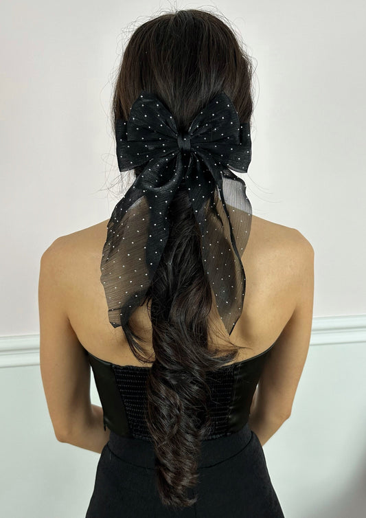 Handmade Organza Bow in Black